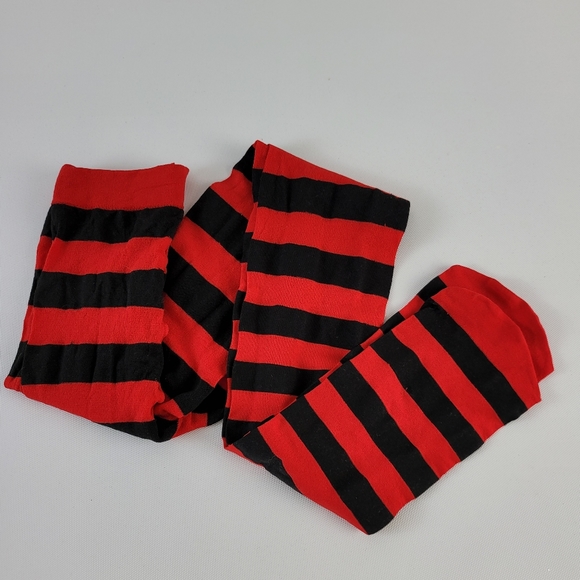 Women Red Black Striped Tights Stockings Christmas Steampunk Cosplay Pantyhose. - Picture 9 of 9
